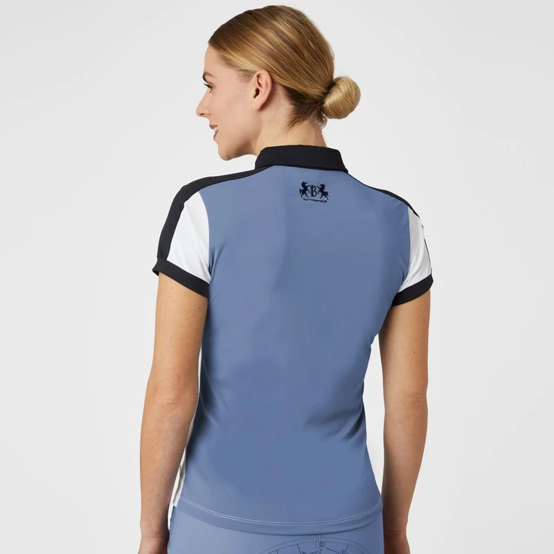 B Vertigo Women's Alessa Performance Polo Shirt - Infinity Blue/ White 3 B Vertigo Women's Alessa Performance Polo Shirt - Infinity Blue/ White - Image 3