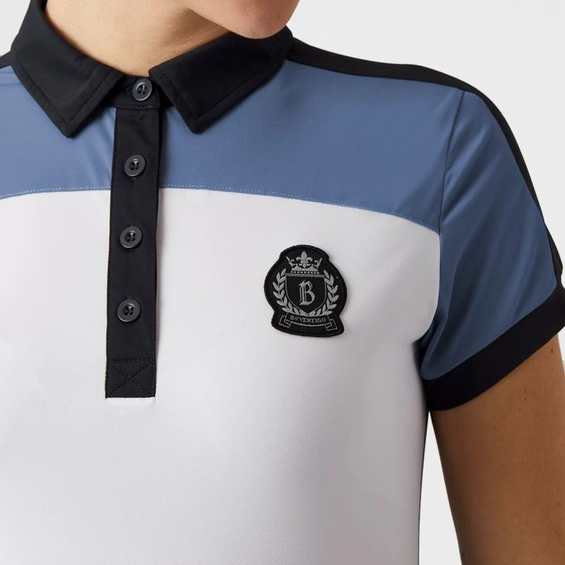 B Vertigo Women's Alessa Performance Polo Shirt - Infinity Blue/ White 4 B Vertigo Women's Alessa Performance Polo Shirt - Infinity Blue/ White - Image 4