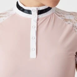 B Vertigo Women's Lauren Lace Short Sleeve Show Shirt - Pink Chalk -Tack Of The Day Store 549008 800 800
