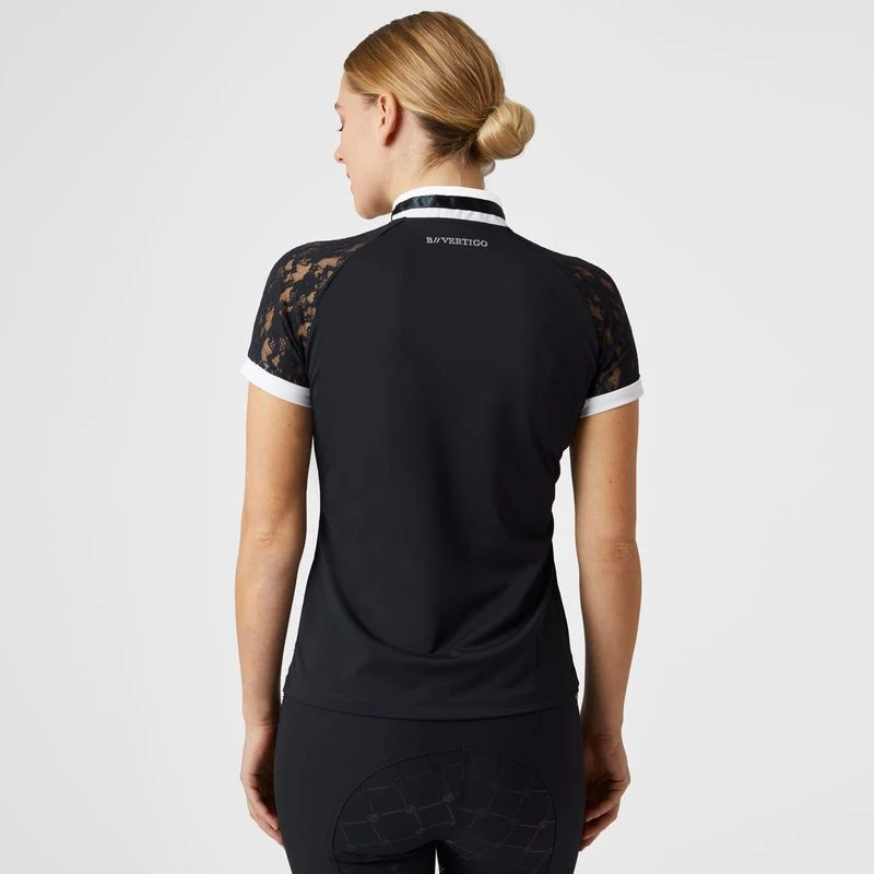 B Vertigo Women's Lauren Lace Short Sleeve Show Shirt - Dark Navy 2 B Vertigo Women's Lauren Lace Short Sleeve Show Shirt - Dark Navy - Image 2