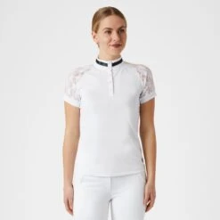 B Vertigo Women's Lauren Lace Short Sleeve Show Shirt - White -Tack Of The Day Store 549584 800 800