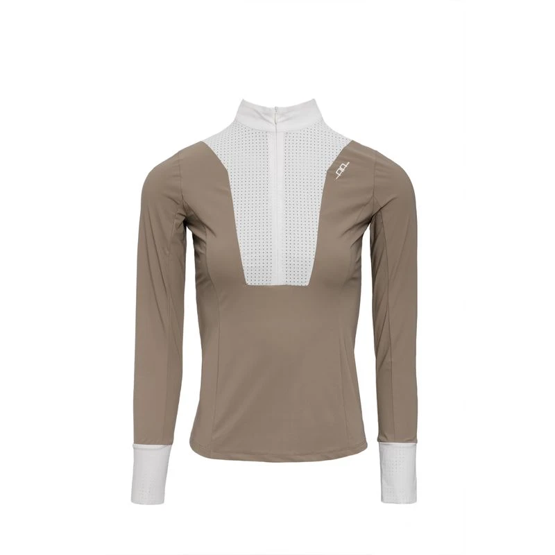 Alessandro Albanese Women's Vilamora Long Sleeve Zip Competition Shirt - Tan 1 Alessandro Albanese Women's Vilamora Long Sleeve Zip Competition Shirt - Tan