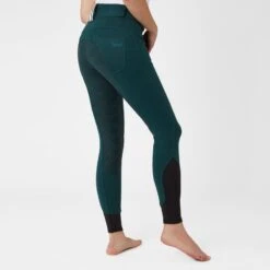 Horze Women's Full Seat Breeches W/Elastic Leg - Ponderosa Pine Dark Green