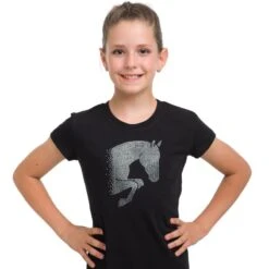 Cavalliera Kids' Jumping Star Short Sleeve Cotton Top - Black