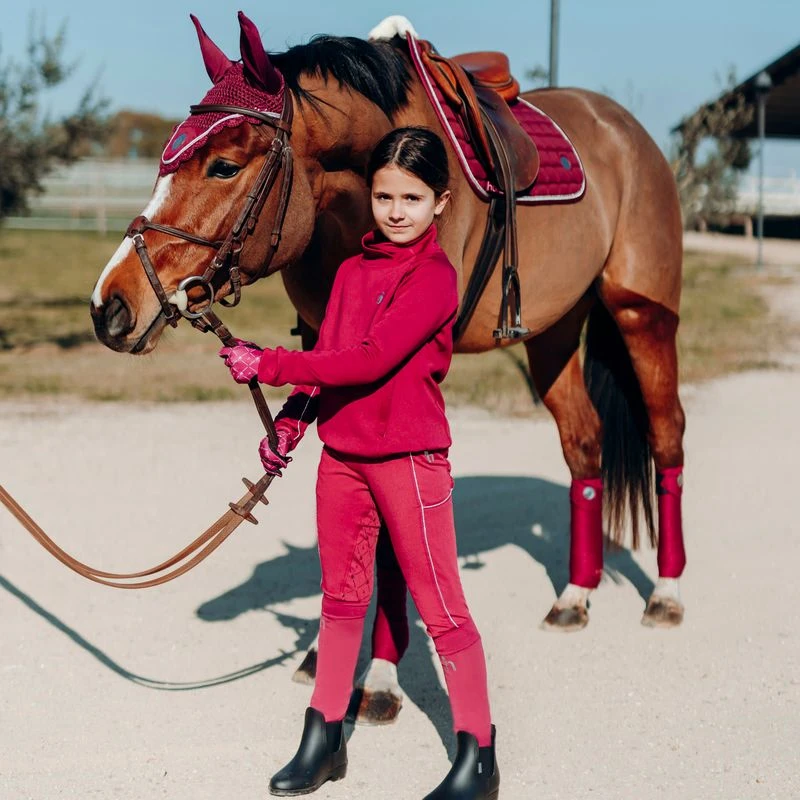 Horze Kids' Ella Full Seat Tights - Anemone Dark Pink 5 Horze Kids' Ella Full Seat Tights - Anemone Dark Pink - Image 5