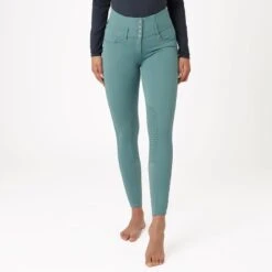 Horze Women's Tara High Waist Silicone Knee Patch Breeches - Arctic Blue
