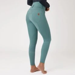 Horze Women's Tara High Waist Silicone Knee Patch Breeches - Arctic Blue -Tack Of The Day Store 563353 800 800