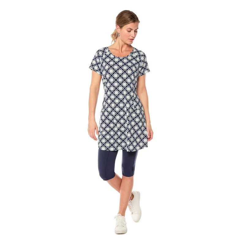 EQL Women's Everyday Tunic Dress - Indigo Tiles 2 EQL Women's Everyday Tunic Dress - Indigo Tiles - Image 2