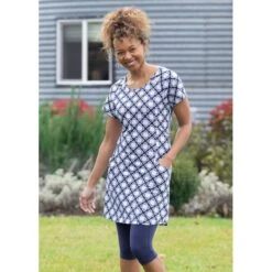 EQL Women's Everyday Tunic Dress - Indigo Tiles 7 EQL Women's Everyday Tunic Dress - Indigo Tiles -Tack Of The Day Store 566143 800 800