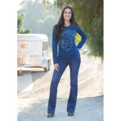 EQL Women's Windy Horse Long Sleeve T-Shirt - Admiral -Tack Of The Day Store 581803 800 800