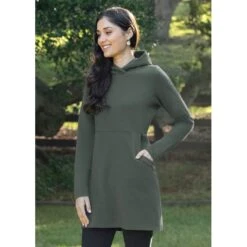 EQL Women's Weekender Fleece Hoodie Dress - Spruce 10 EQL Women's Weekender Fleece Hoodie Dress - Spruce -Tack Of The Day Store 582356 800 800