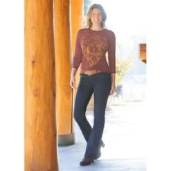 EQL Women's In Motion Bootcut Jean - Dark Rinse -Tack Of The Day Store 584978 800 800