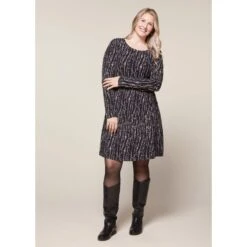 EQL Women's Inspired Scoop Neck Long Sleeve Dress - Black Horseshoe Branches -Tack Of The Day Store 585360 800 800