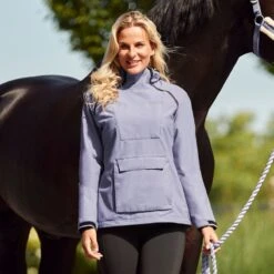 Horze Women's Ayla Waterproof Shell Riding Jacket - Grey Ridge Purple -Tack Of The Day Store 586370 800 800