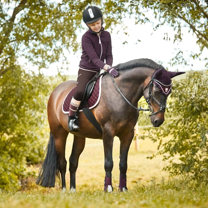 Horze Kids' Morgan Fleece Riding Jacket - Fig Purple 2 Horze Kids' Morgan Fleece Riding Jacket - Fig Purple - Image 2