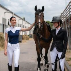 Cavalliera Women's POP Short Sleeve Show Shirt - White/Navy Blue -Tack Of The Day Store 587484 800 800