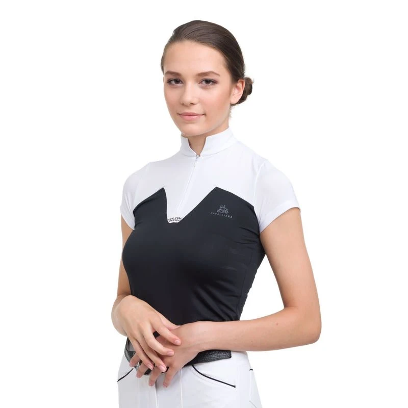 Cavalliera Women's POP Short Sleeve Show Shirt - White/Black 2 Cavalliera Women's POP Short Sleeve Show Shirt - White/Black - Image 2