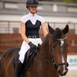 Cavalliera Women's POP Short Sleeve Show Shirt - White/Black 5 Cavalliera Women's POP Short Sleeve Show Shirt - White/Black -Tack Of The Day Store 587776 800 800