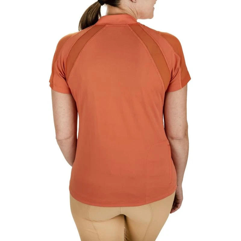 Equine Couture Women's EcoRider Ella Short Sleeve Sport Shirt - Coral 2 Equine Couture Women's EcoRider Ella Short Sleeve Sport Shirt - Coral - Image 2