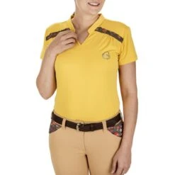Equine Couture Women's EcoRider Thea Short Sleeve Sport Shirt - Marigold