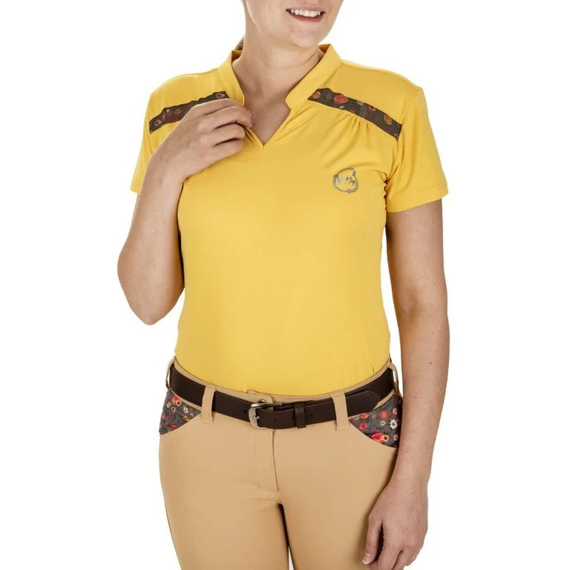 Equine Couture Women's EcoRider Thea Short Sleeve Sport Shirt - Marigold 1 Equine Couture Women's EcoRider Thea Short Sleeve Sport Shirt - Marigold