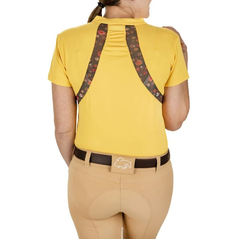 Equine Couture Women's EcoRider Thea Short Sleeve Sport Shirt - Marigold 2 Equine Couture Women's EcoRider Thea Short Sleeve Sport Shirt - Marigold - Image 2