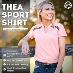 Equine Couture Women's EcoRider Thea Short Sleeve Sport Shirt - Marigold 5 Equine Couture Women's EcoRider Thea Short Sleeve Sport Shirt - Marigold -Tack Of The Day Store 589177 800 800