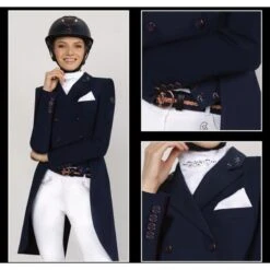 Fair Play Women's Dorothee Rose Gold Shadbelly Coat - Navy -Tack Of The Day Store 593942 800 800