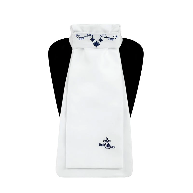 Fair Play Lucrezia Ready Tied Stock Tie - White/Navy 1 Fair Play Lucrezia Ready Tied Stock Tie - White/Navy