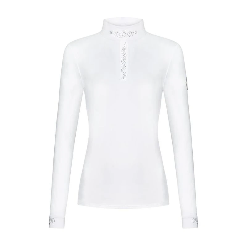 Fair Play Women's Meredith Half Turtleneck Long Sleeve Competition Shirt - White 1 Fair Play Women's Meredith Half Turtleneck Long Sleeve Competition Shirt - White