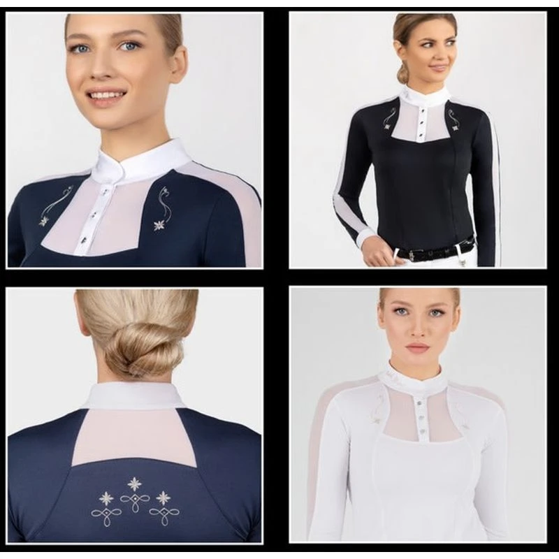 Fair Play Women's Lorella Long Sleeve Competition Shirt - Navy/White 4 Fair Play Women's Lorella Long Sleeve Competition Shirt - Navy/White - Image 4