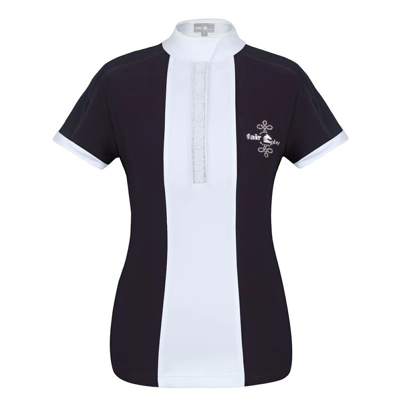 Fair Play Women's Claire Pearl Short Sleeve Competition Shirt - Black/White 1 Fair Play Women's Claire Pearl Short Sleeve Competition Shirt - Black/White