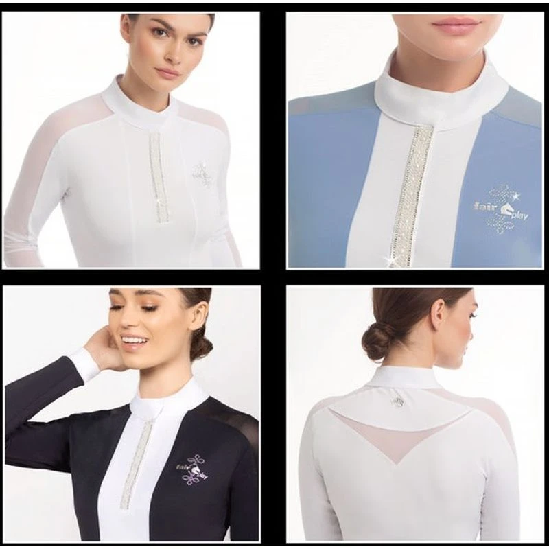 Fair Play Women's Claire Pearl Long Sleeve Competition Shirt - Black/White 4 Fair Play Women's Claire Pearl Long Sleeve Competition Shirt - Black/White - Image 4