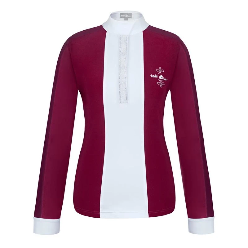 Fair Play Women's Claire Pearl Long Sleeve Competition Shirt - Burgundy/White 1 Fair Play Women's Claire Pearl Long Sleeve Competition Shirt - Burgundy/White