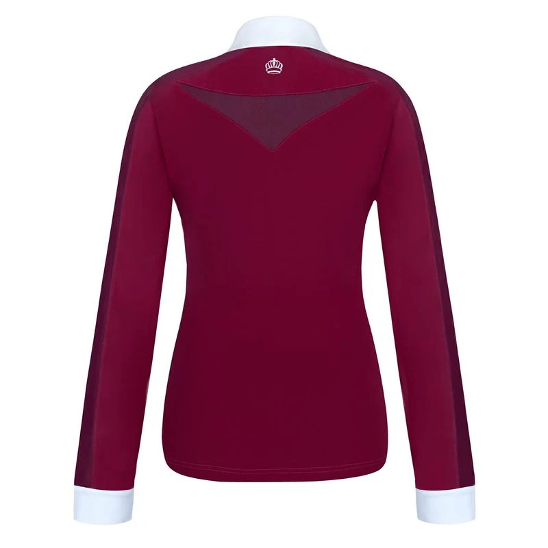 Fair Play Women's Claire Pearl Long Sleeve Competition Shirt - Burgundy/White 2 Fair Play Women's Claire Pearl Long Sleeve Competition Shirt - Burgundy/White - Image 2
