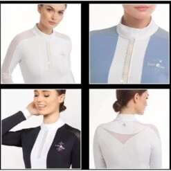 Fair Play Women's Claire Pearl Long Sleeve Competition Shirt - Navy/White -Tack Of The Day Store 594970 800 800