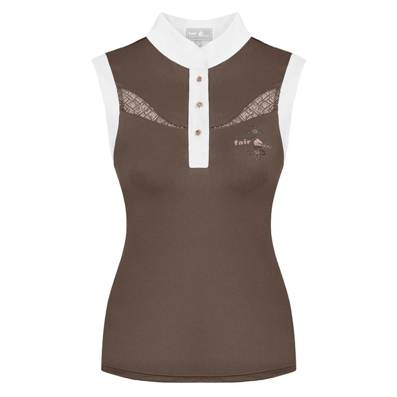 Fair Play Women's Cecile Rose Gold Sleeveless Competition Shirt - Taupe Grey 1 Fair Play Women's Cecile Rose Gold Sleeveless Competition Shirt - Taupe Grey