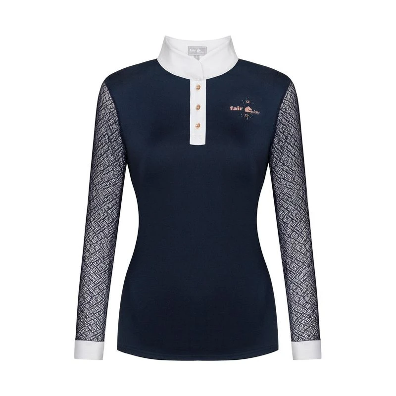 Fair Play Women's Cecile Rose Gold Long Sleeve Competition Shirt - Navy 1 Fair Play Women's Cecile Rose Gold Long Sleeve Competition Shirt - Navy