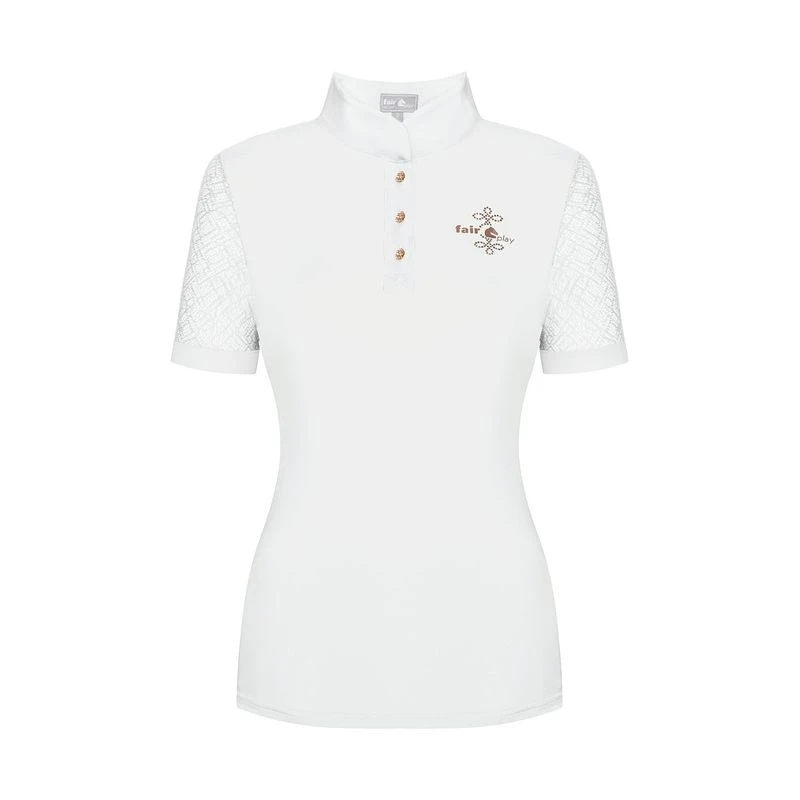 Fair Play Women's Cecile Rose Gold Short Sleeve Competition Shirt - White 1 Fair Play Women's Cecile Rose Gold Short Sleeve Competition Shirt - White