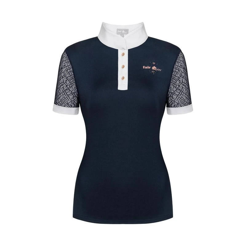 Fair Play Women's Cecile Rose Gold Short Sleeve Competition Shirt - Navy 1 Fair Play Women's Cecile Rose Gold Short Sleeve Competition Shirt - Navy