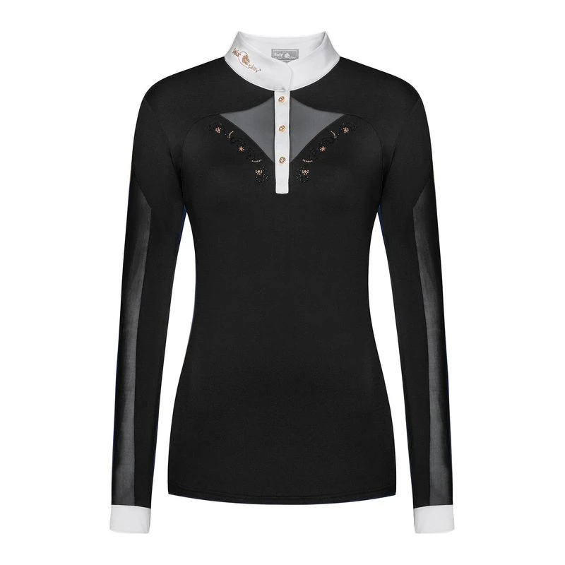 Fair Play Women's Cathrine Rose Gold Long Sleeve Competition Shirt - Black/White 1 Fair Play Women's Cathrine Rose Gold Long Sleeve Competition Shirt - Black/White