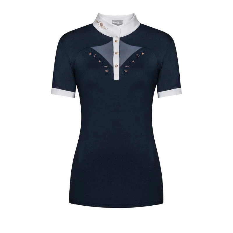 Fair Play Women's Cathrine Rose Gold Short Sleeve Competition Shirt - Navy/White 1 Fair Play Women's Cathrine Rose Gold Short Sleeve Competition Shirt - Navy/White