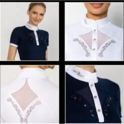 Fair Play Women's Cathrine Rose Gold Short Sleeve Competition Shirt - Navy/White 7 Fair Play Women's Cathrine Rose Gold Short Sleeve Competition Shirt - Navy/White -Tack Of The Day Store 595602 800 800