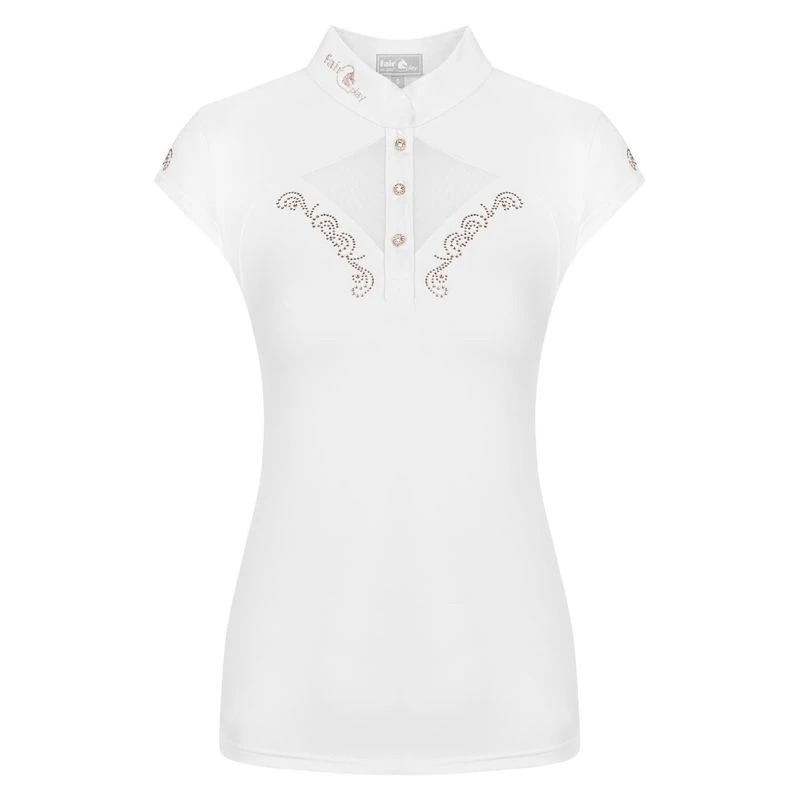 Fair Play Women's Cathrine Rose Gold Sleeveless Competion Shirt - White 1 Fair Play Women's Cathrine Rose Gold Sleeveless Competion Shirt - White