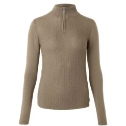B Vertigo Women's Ruth Knitted 1/4 Zip Sweater - Shiitake Beige