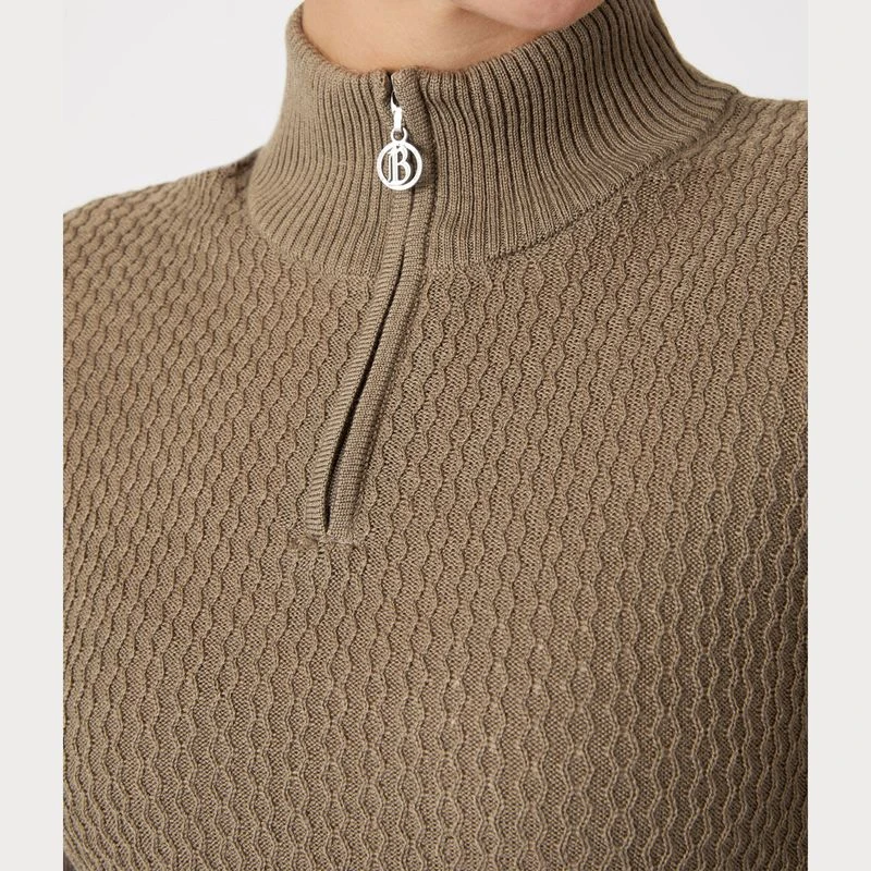 B Vertigo Women's Ruth Knitted 1/4 Zip Sweater - Shiitake Beige 4 B Vertigo Women's Ruth Knitted 1/4 Zip Sweater - Shiitake Beige - Image 4