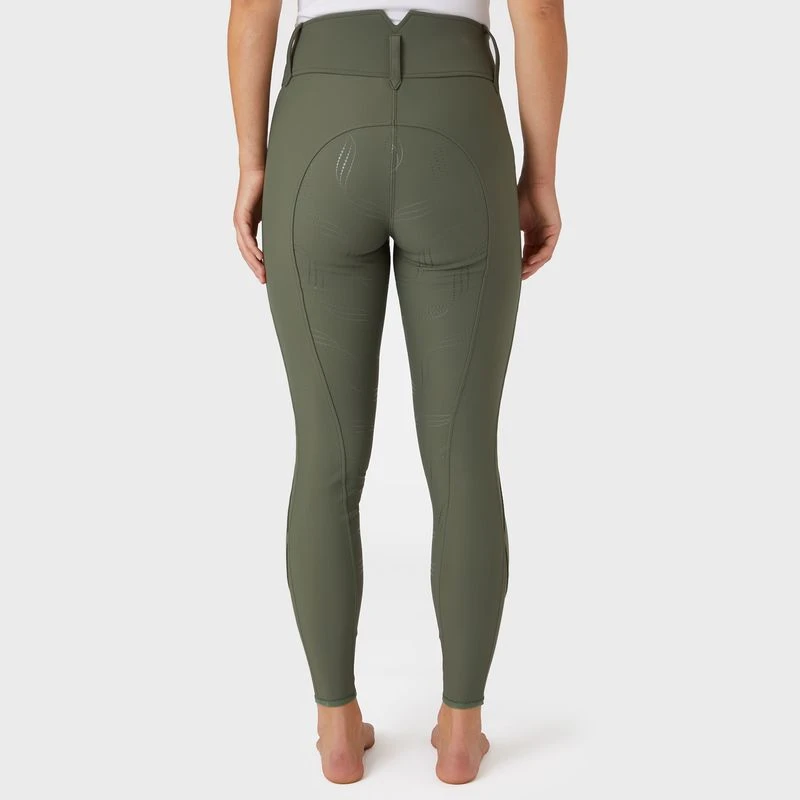 Horze Women's Indira Full Seat Breeches - Beetle Khaki Green 3 Horze Women's Indira Full Seat Breeches - Beetle Khaki Green - Image 3