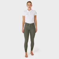 Horze Women's Indira Full Seat Breeches - Beetle Khaki Green 7 Horze Women's Indira Full Seat Breeches - Beetle Khaki Green -Tack Of The Day Store 601319 800 800