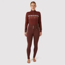 Horze Women's Tara Full Seat Thermo Breeches - Rum Raisin Brown -Tack Of The Day Store 601815 800 800