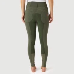 Horze Women's Tara High Waist Breeches Leather Full Seat - Beetle Khaki Green -Tack Of The Day Store 601887 800 800